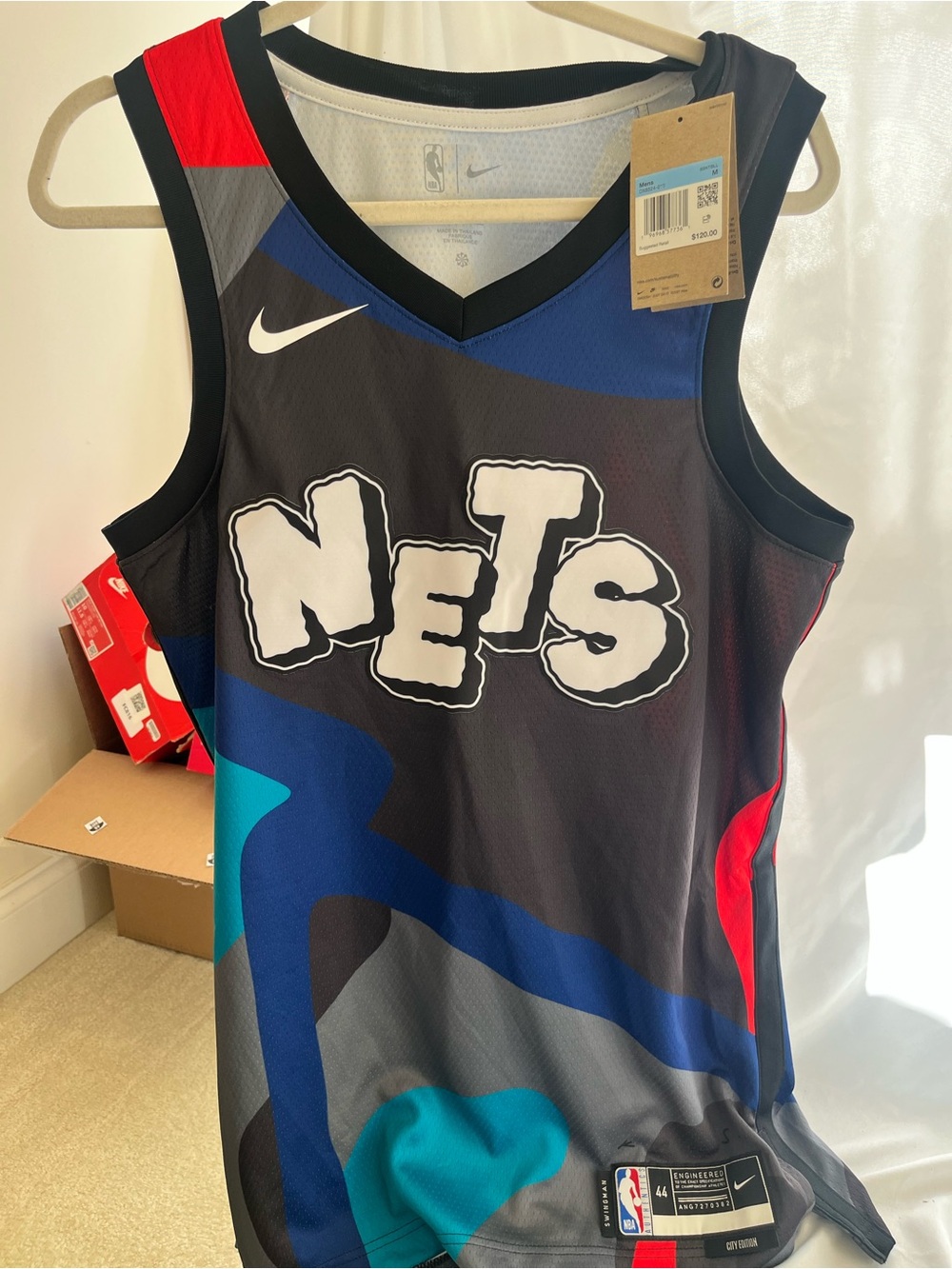 Nike Brooklyn Nets Black Multicolor Alternate Basketball Jersey Men’s M